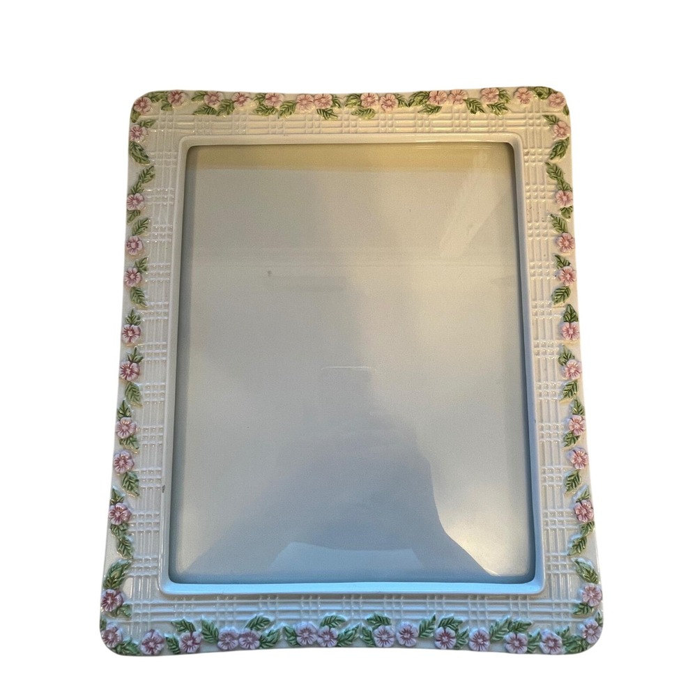 Ceramic Floral Lattice Picture Frame White Pink 8x10 Photo Cottagecore